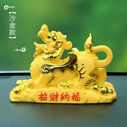 2023 HOME CAR SHOP GOOD talisman gold bring fortune Dragon PI XIU Mascot Feng Shui statue + GOOD LUCK gold card Amulet