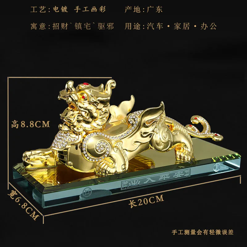 2023 HOME CAR SHOP exorcise evil spirits bring fortune gold COPPER Dragon PI XIU talisman statue + GOOD LUCK gold card Amulet