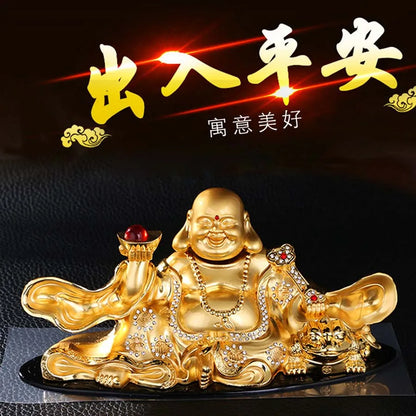 2023 HOME Company SHOP CAR Efficacious thriving business Money Diamonds Maitreya good luck safety MI LE FO Buddha brass statue