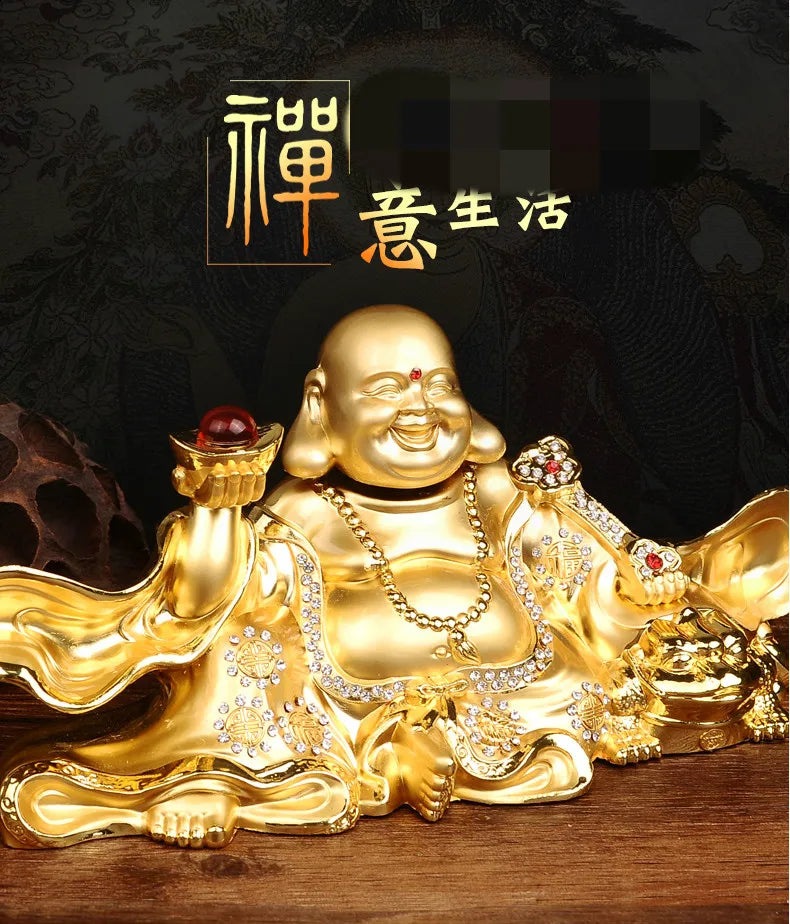 2023 HOME Company SHOP CAR Efficacious thriving business Money Diamonds Maitreya good luck safety MI LE FO Buddha brass statue