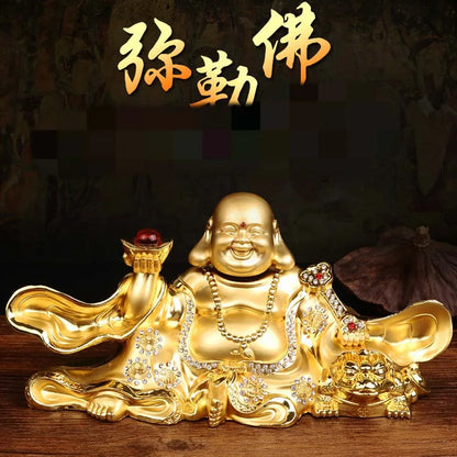 2023 HOME Company SHOP CAR Efficacious thriving business Money Diamonds Maitreya good luck safety MI LE FO Buddha brass statue