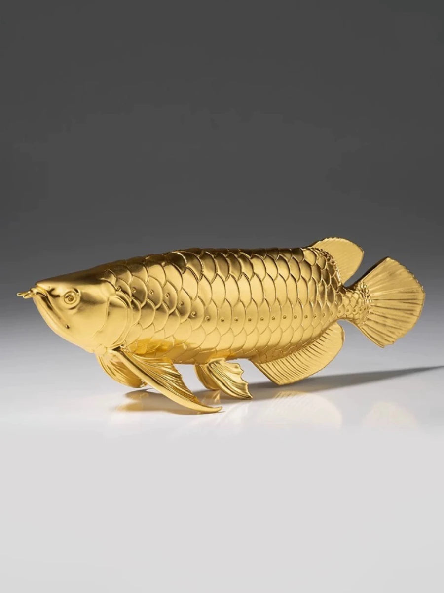 2023 HOME Company shop decor stock market Money drawing Auspicious 24k gold plating Good luck copper gold Dragon Fish Arowana