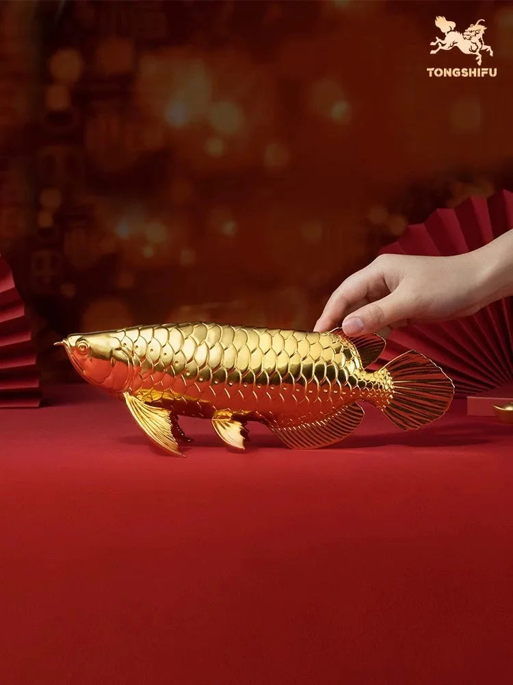 2023 HOME Company shop decor stock market Money drawing Auspicious 24k gold plating Good luck copper gold Dragon Fish Arowana