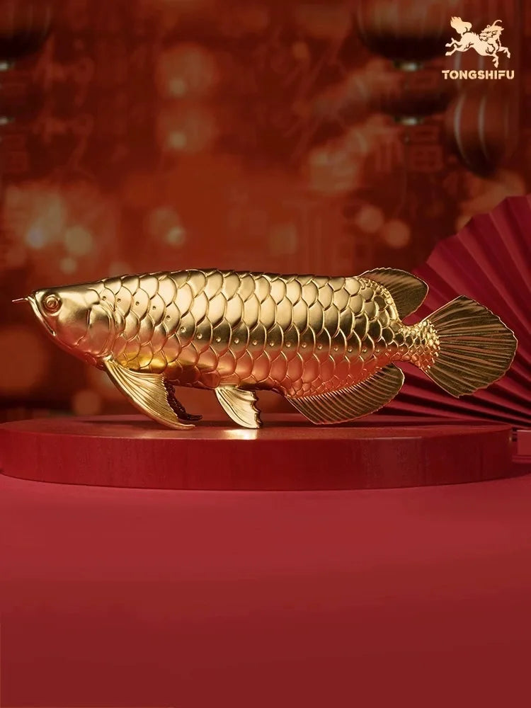 2023 HOME Company shop decor stock market Money drawing Auspicious 24k gold plating Good luck copper gold Dragon Fish Arowana