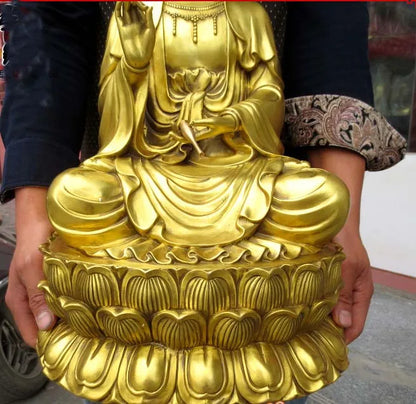 2023 HOME Temple large God buddha efficacious Talisman protection COPPER Guanyin Buddha brass carving Sculpture statue 55cm