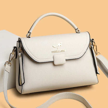 2023 High Quality Leather Shoulder Messenger Bag For Women Luxury Trend Ladies Handbag Designer Simple Female Messenger Tote Sac