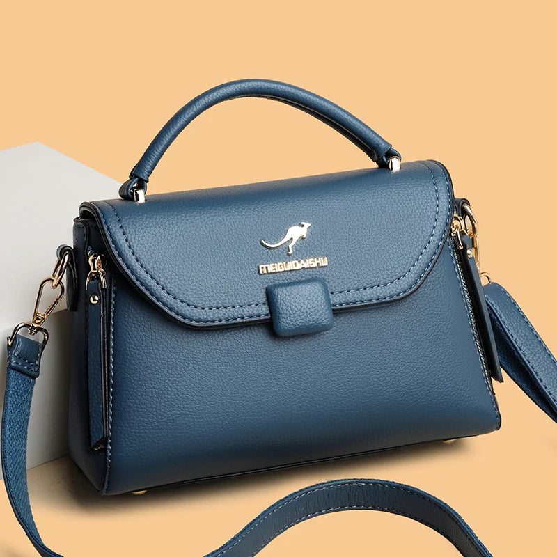 2023 High Quality Leather Shoulder Messenger Bag For Women Luxury Trend Ladies Handbag Designer Simple Female Messenger Tote Sac