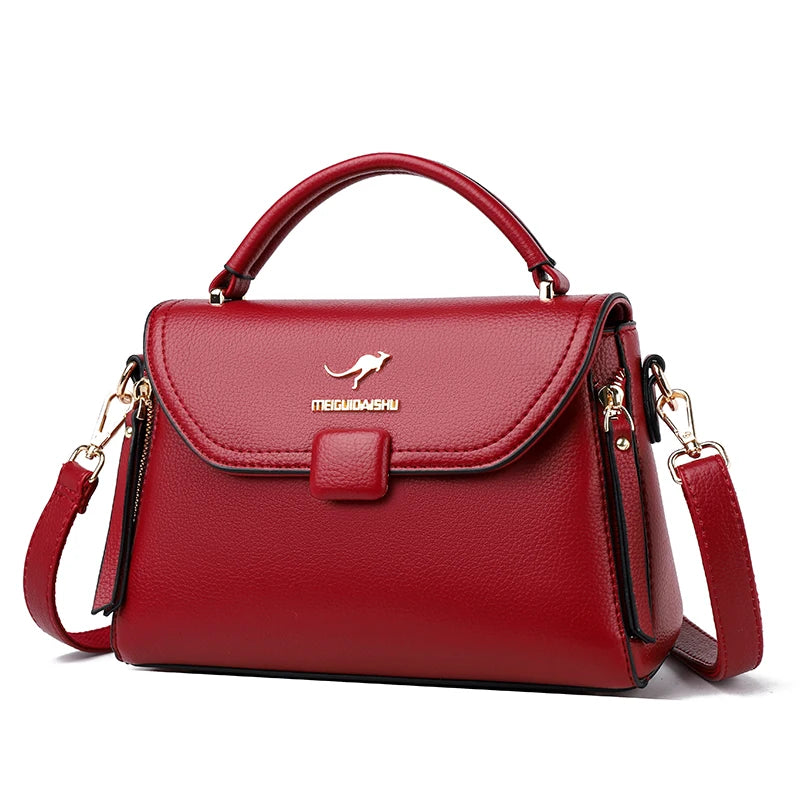 2023 High Quality Leather Shoulder Messenger Bag For Women Luxury Trend Ladies Handbag Designer Simple Female Messenger Tote Sac