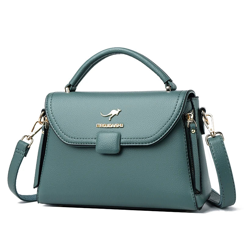 2023 High Quality Leather Shoulder Messenger Bag For Women Luxury Trend Ladies Handbag Designer Simple Female Messenger Tote Sac