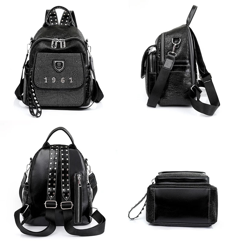 2023 High Quality Soft Leather Anti Splash Fabric Backpack Fashion Women's Brand Designer Backpack New Casual Student Schoolbags