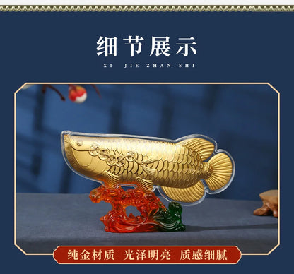 2023 High grade Geomantic omen Decorative Home Company business bring wealth money GOOD LUCK gold Dragon Arowana fish Statue
