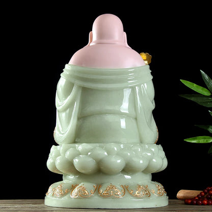 2023 High grade gilding jade good luck Maitreya Buddha God of Wealth statue HOME Company worship Recruit money Prosper business