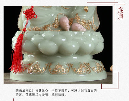 2023 High grade gilding jade good luck Maitreya Buddha God of Wealth statue HOME Company worship Recruit money Prosper business