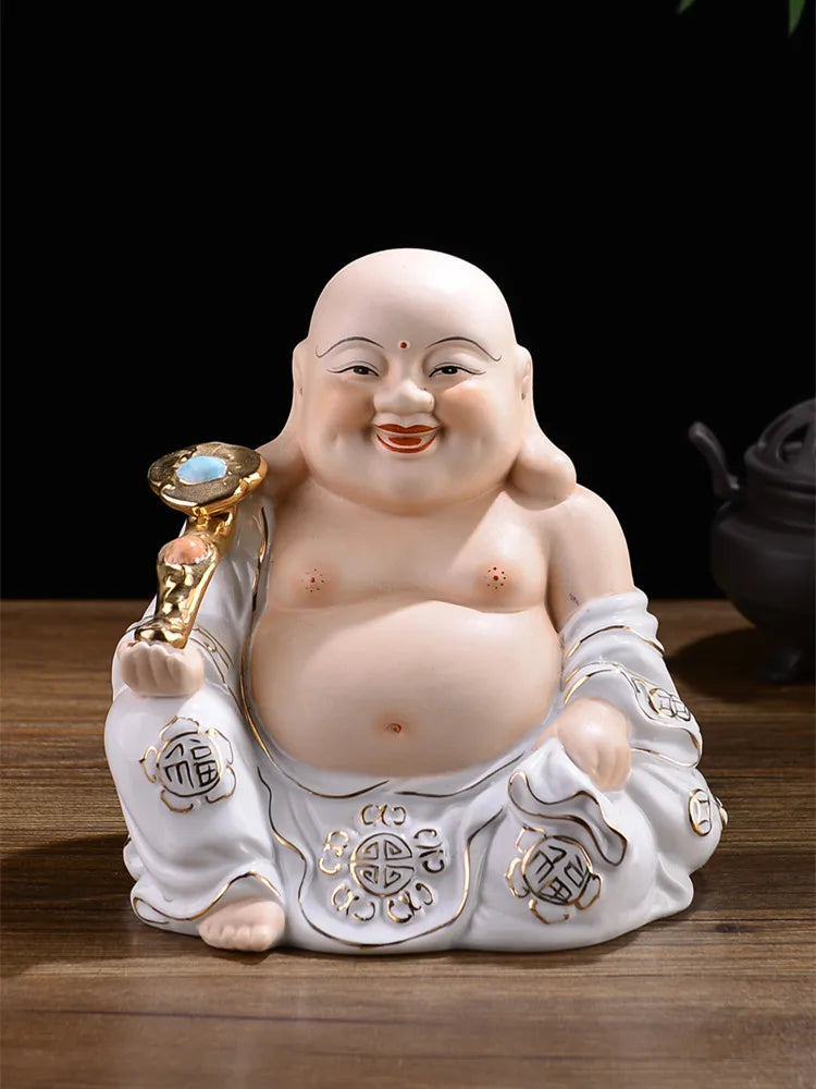 2023  Japan Indonesia Thailand HOME SHOP Porcelain Maitreya God of wealth Buddha Mammon statue Bring good luck Recruit wealth