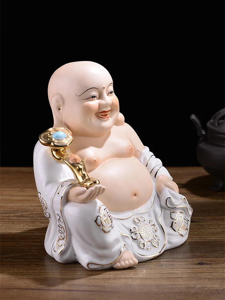 2023  Japan Indonesia Thailand HOME SHOP Porcelain Maitreya God of wealth Buddha Mammon statue Bring good luck Recruit wealth