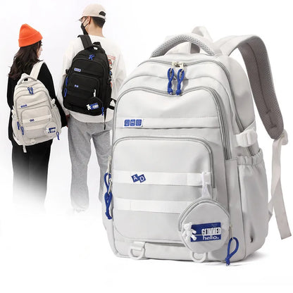 2023 Junior couple fashion college backpacks nylon schoolbag for middle school students Large capacity school bag for boys girls