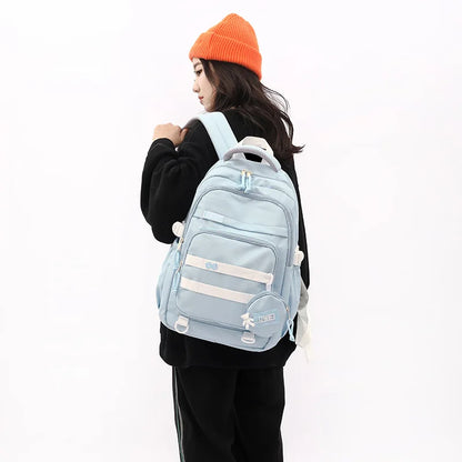 2023 Junior couple fashion college backpacks nylon schoolbag for middle school students Large capacity school bag for boys girls