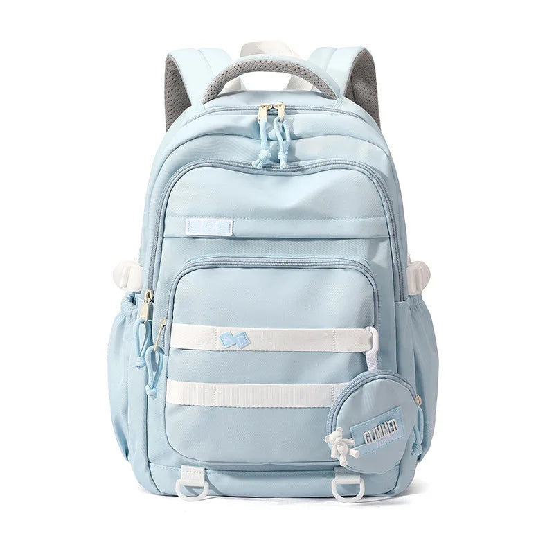 2023 Junior couple fashion college backpacks nylon schoolbag for middle school students Large capacity school bag for boys girls