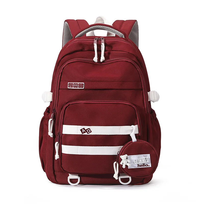 2023 Junior couple fashion college backpacks nylon schoolbag for middle school students Large capacity school bag for boys girls