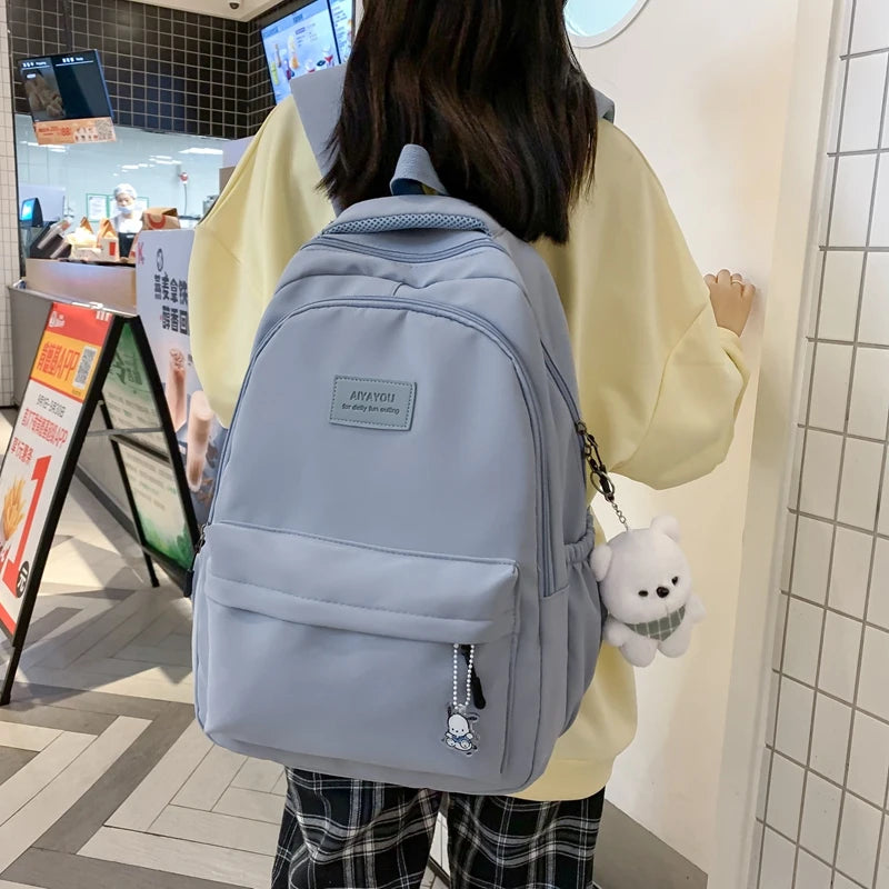 2023 Korea Kawaii Lady High Capacity Waterproof College Backpack Trendy Women Laptop School Bags Cute Girl Travel Book Bag Cool