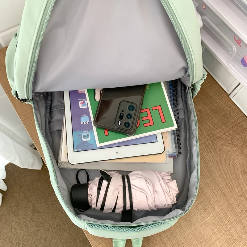 2023 Korea Kawaii Lady High Capacity Waterproof College Backpack Trendy Women Laptop School Bags Cute Girl Travel Book Bag Cool