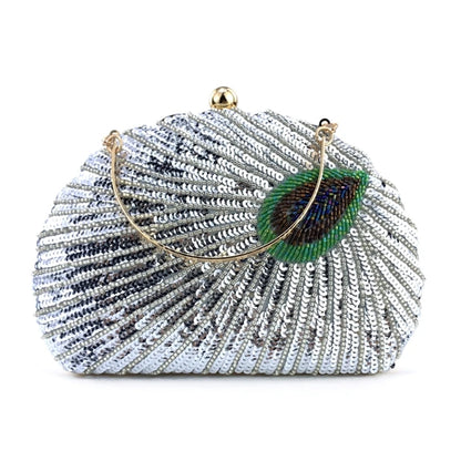 2023 Lady Purse Wedding Clutches Handbag Women Girl Shoulder Crossbody Bags Fashion SequinBeading PeacockEvening Bag