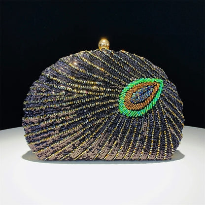 2023 Lady Purse Wedding Clutches Handbag Women Girl Shoulder Crossbody Bags Fashion SequinBeading PeacockEvening Bag