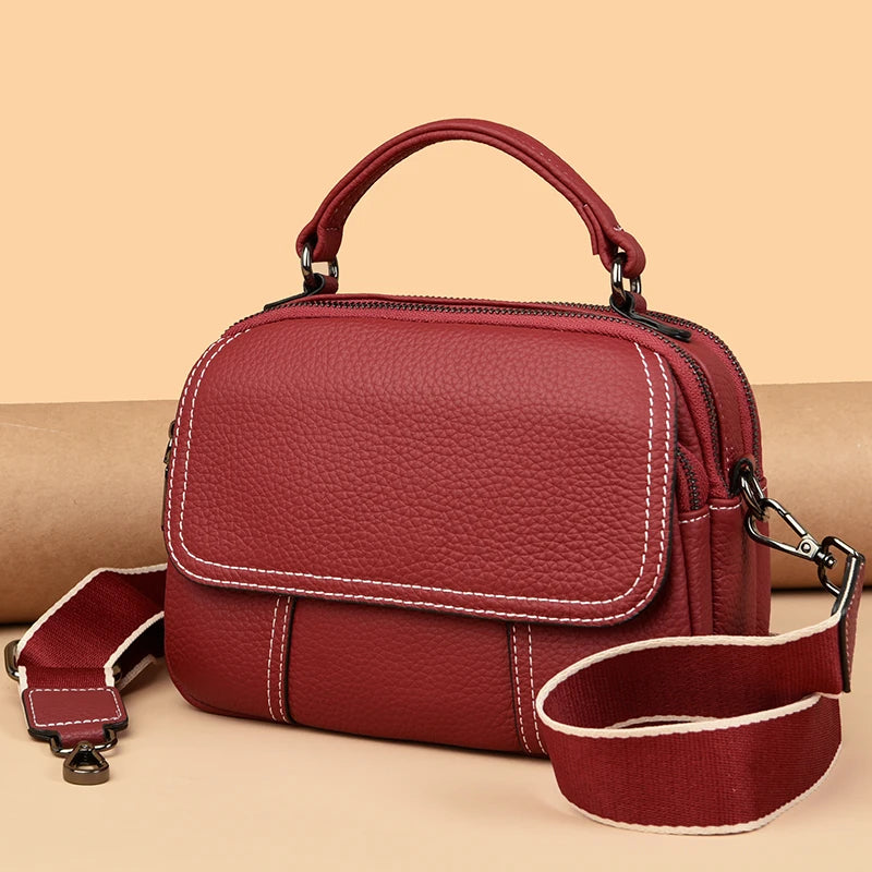 2023 Luxury Cow Leather Women Shoulder Crossbody Bag Fashion Female Messenger Phone Bag 100% Genuine Leather Women's Bag Handbag