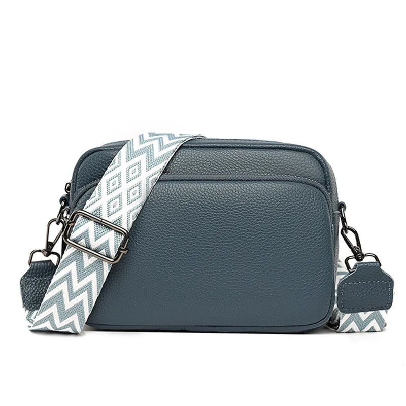 2023 Luxury Genuine Leather Women's Shoulder Crossbody Bag Weave Wide Shoulder Cowhide Women Handbags Female Phone Messenger bag