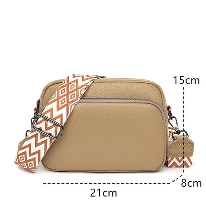 2023 Luxury Genuine Leather Women's Shoulder Crossbody Bag Weave Wide Shoulder Cowhide Women Handbags Female Phone Messenger bag