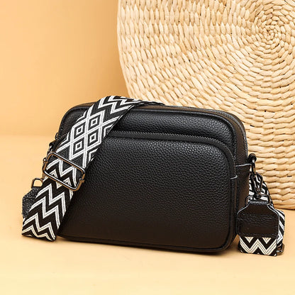 2023 Luxury Genuine Leather Women's Shoulder Crossbody Bag Weave Wide Shoulder Cowhide Women Handbags Female Phone Messenger bag