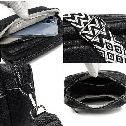 2023 Luxury Genuine Leather Women's Shoulder Crossbody Bag Weave Wide Shoulder Cowhide Women Handbags Female Phone Messenger bag