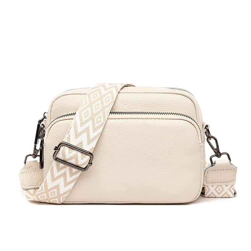 2023 Luxury Genuine Leather Women's Shoulder Crossbody Bag Weave Wide Shoulder Cowhide Women Handbags Female Phone Messenger bag