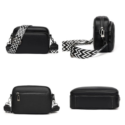 2023 Luxury Genuine Leather Women's Shoulder Crossbody Bag Weave Wide Shoulder Cowhide Women Handbags Female Phone Messenger bag