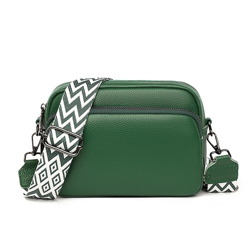 2023 Luxury Genuine Leather Women's Shoulder Crossbody Bag Weave Wide Shoulder Cowhide Women Handbags Female Phone Messenger bag