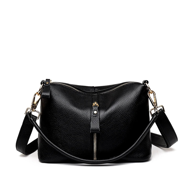 2023 Luxury Genuine Leather Women's Shoulder Crossbody Bags High Quality Women Handbag Solid Color Cow Female Messenger Tote Sac