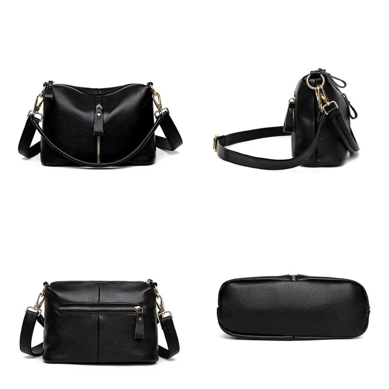 2023 Luxury Genuine Leather Women's Shoulder Crossbody Bags High Quality Women Handbag Solid Color Cow Female Messenger Tote Sac
