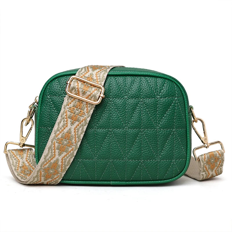 2023 Luxury Handbags Genuine Leather Women Shoulder Messenger Bags Designer Weave Wide Shoulder Strap Female Messenger Tote Sac