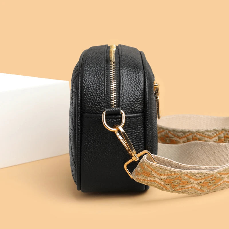 2023 Luxury Handbags Genuine Leather Women Shoulder Messenger Bags Designer Weave Wide Shoulder Strap Female Messenger Tote Sac
