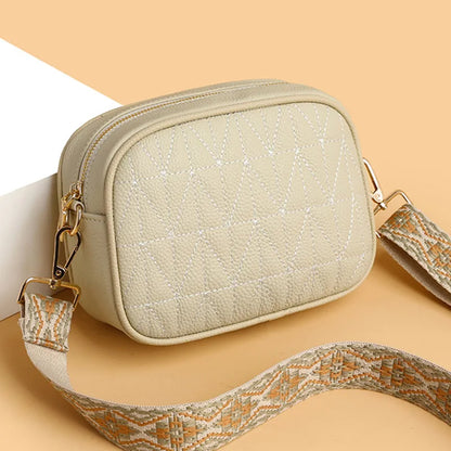 2023 Luxury Handbags Genuine Leather Women Shoulder Messenger Bags Designer Weave Wide Shoulder Strap Female Messenger Tote Sac