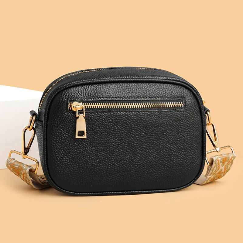 2023 Luxury Handbags Genuine Leather Women Shoulder Messenger Bags Designer Weave Wide Shoulder Strap Female Messenger Tote Sac
