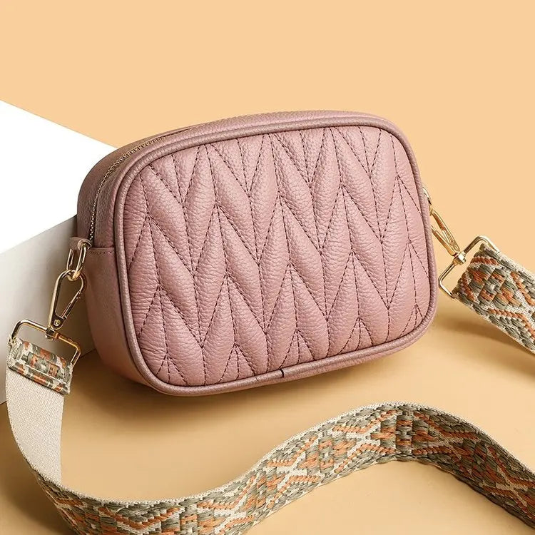 2023 Luxury Handbags Genuine Leather Women Shoulder Messenger Bags Designer Weave Wide Shoulder Strap Female Messenger Tote Sac