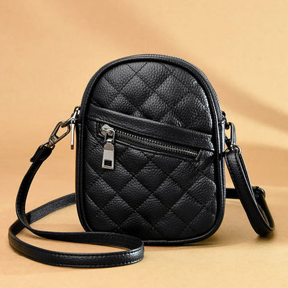 2023 Luxury Real Cowhide Girls Purse Phone Pouch Genuine Leather Shoulder Bags Woman Multiple Pockets Solid Color Crossbody Bag