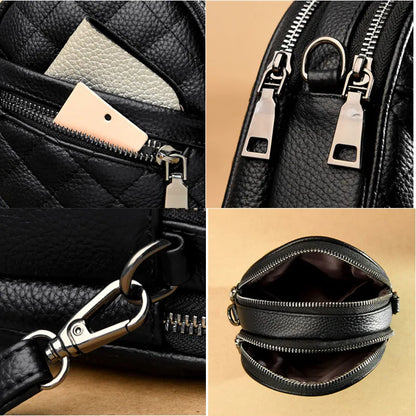 2023 Luxury Real Cowhide Girls Purse Phone Pouch Genuine Leather Shoulder Bags Woman Multiple Pockets Solid Color Crossbody Bag