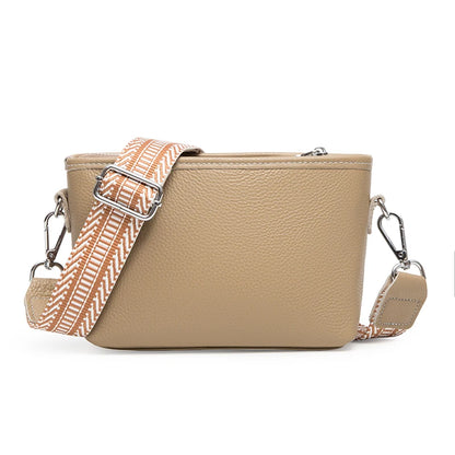 2023 Luxury Weave Wide Shoulder Genuine Leather Women Shoulder Crossbody Bags Designer Cowhide Handbags Female Small Bucket bag