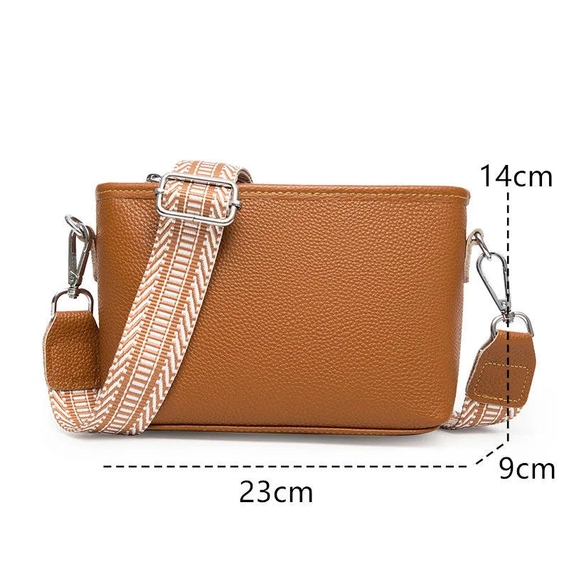 2023 Luxury Weave Wide Shoulder Genuine Leather Women Shoulder Crossbody Bags Designer Cowhide Handbags Female Small Bucket bag