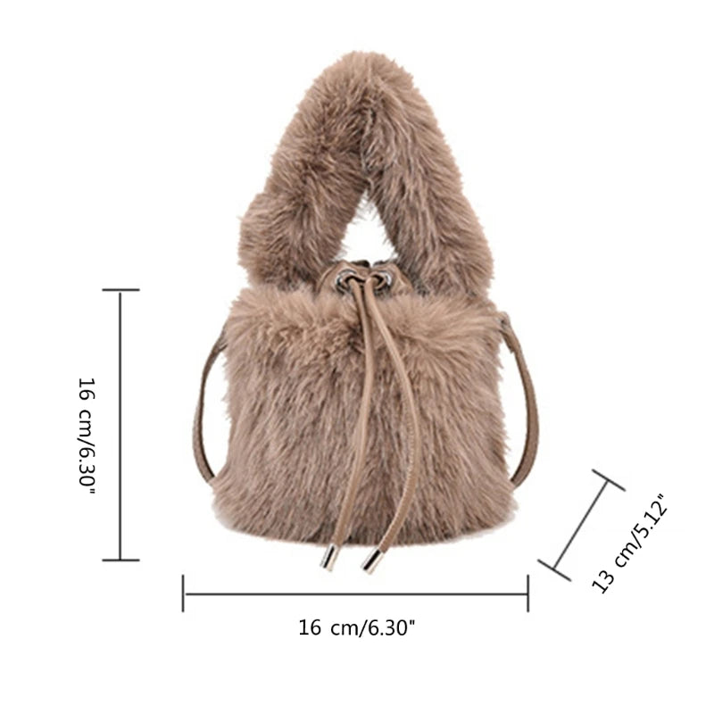 2023 NEW Fluffys Shoulder Bag for Girl Women Crossbody Bag Trendy Bucket Bag Large Capacity Fashion Drawstring Handbag