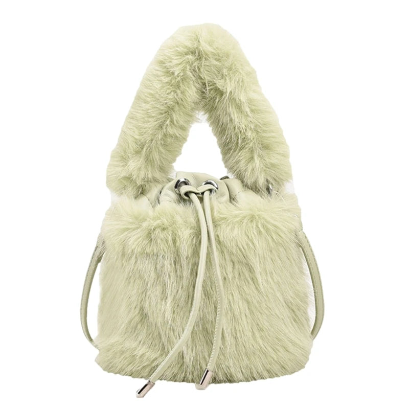2023 NEW Fluffys Shoulder Bag for Girl Women Crossbody Bag Trendy Bucket Bag Large Capacity Fashion Drawstring Handbag