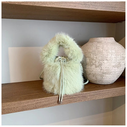 2023 NEW Fluffys Shoulder Bag for Girl Women Crossbody Bag Trendy Bucket Bag Large Capacity Fashion Drawstring Handbag