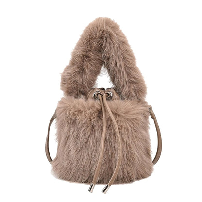 2023 NEW Fluffys Shoulder Bag for Girl Women Crossbody Bag Trendy Bucket Bag Large Capacity Fashion Drawstring Handbag
